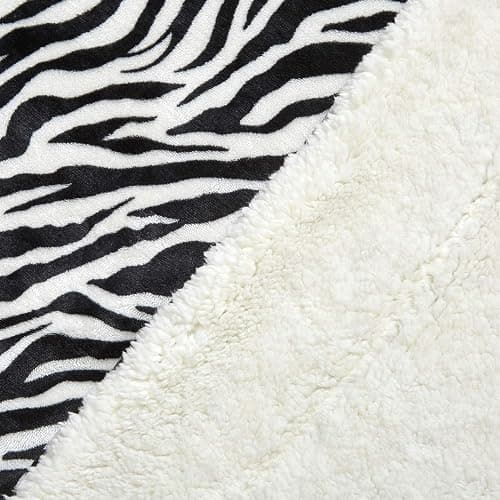 MERRYLIFE Sherpa Throw Blanket Ultra-Plush Comfort | Decorative, Soft, Colorful | Home, Couch, Outdoor, Travel Use (Zebra, 60" 70") thumbnail 4
