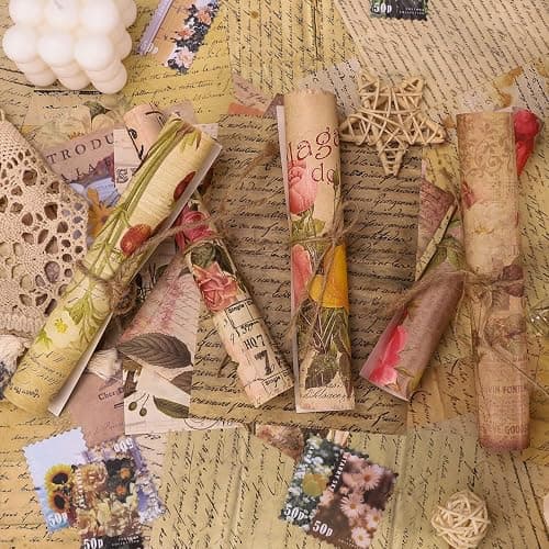300PCS Vintage Scrapbooking Supplies Scrapbook Paper Journaling Kit Aesthetic Decorative Craft DIY Stickers Kits for Bullet Journaling, Junk Journal, Retro Crafts(Vintage) thumbnail 5