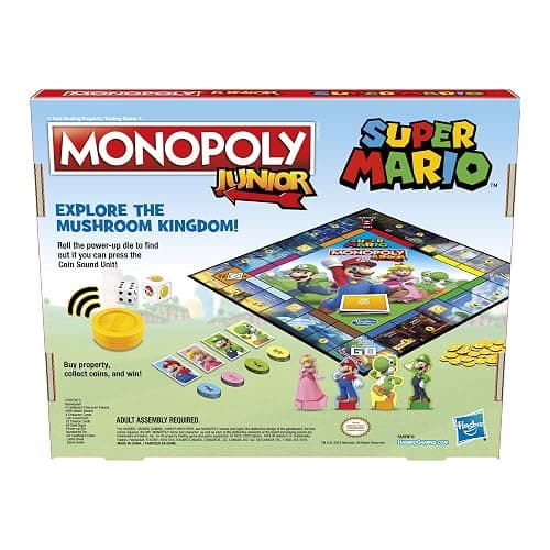 Monopoly Junior Super Mario Edition Board Game, Fun Kids' Ages 5 and Up, Explore The Mushroom Kingdom as Mario, Peach, Yoshi, or Luigi (Amazon Exclusive) thumbnail 19