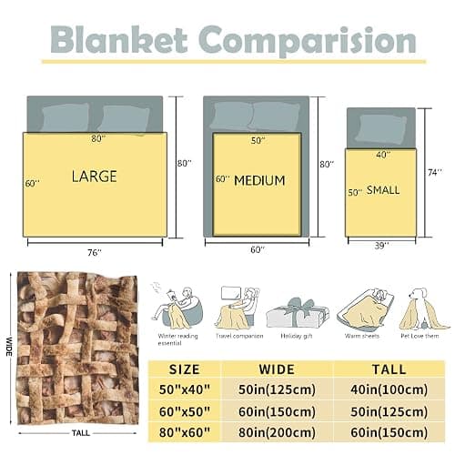 Anydia Apple Pie Blanket Gifts for Lover 40 x 50 Inch for Kid,Apple Pie Fannel Fleece Throw Blanket Super Soft Throws Blanket for Bed Couch Sofa thumbnail 3
