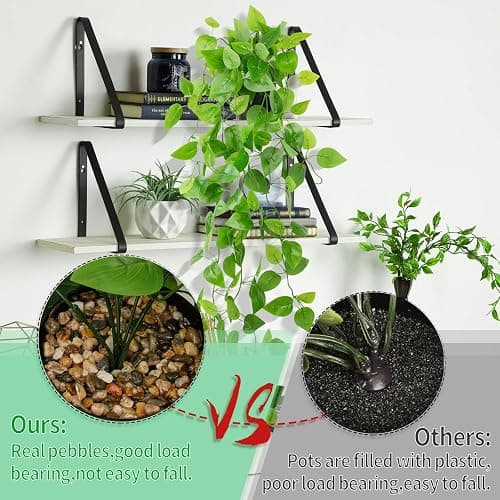 LOYWREE Small Fake Hanging Plant Artificial Potted Plants for Indoor Outdoor Aesthetic - 39in Realistic Faux Hanging Pothos with Ivy Vine for Shelf Decor in Home Office Gardens Greenery (Black Pot) thumbnail 4