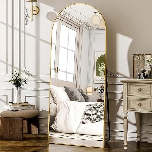 WISSMIELS 57" x 20" Arched Full Length Mirror - Wall Mounted/Floor Mirror Aluminum Alloy Frame Full Body Mirrors for Bathroom Living Room Bedroom and Entryway,Gold thumbnail 7