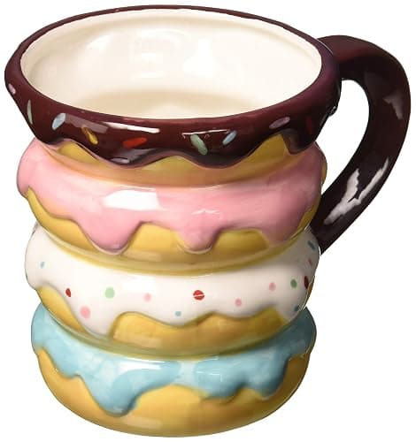 Boston Warehouse Mug, Donut Stack, 18oz Capacity, Hand Painted Ceramic - Image 1