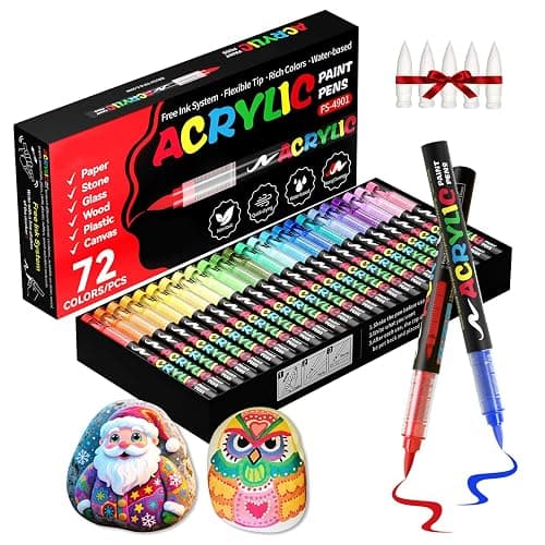 TECADA 72 Colors Acrylic Paint Markers, Soft Brush Tip Acrylic Markers Set, Paint Pens for Wood, Fabric, Canvas, Glass, Stone, Canvas, Rock Painting and DIY Crafts Art Supplies - Image 1