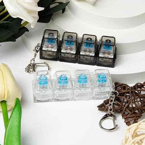 2 PCS Keyboard Fidget Toy, Keyboard Fidget Keychain 4-in-1 Keyboard Decompression Button Finger Clicker Toys, Button Stress Relief Fidget Gifts to Relief Stress (Clear Black) thumbnail 2