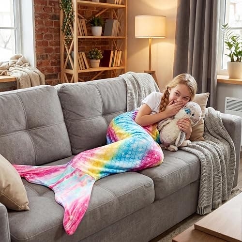 Rediar Mermaid Tail Blanket for Girls Soft Flannel Snuggle Kids Wearable Blanket Birthday Gift (55" X 20") thumbnail 6