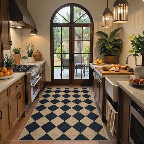 Lahome Colette Checkered Easy Jute 3x5 Outdoor Patio Rug, Washable Rugs for Entryway Diamond Indoor Outdoor Living Room Carpet, Farmhouse Neutral Non Slip Black Door Carpet for Backyard Bedroom thumbnail 8