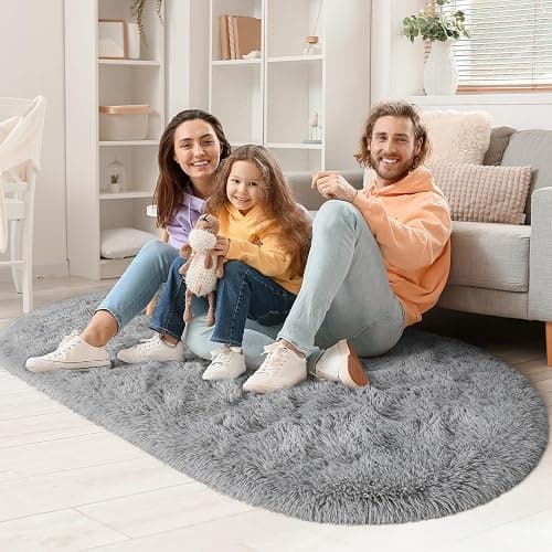 LOCHAS Ultra Soft Children Rugs Room Mat Modern Shaggy Area Rugs Home Decor 2.6' x 5.3', Grey thumbnail 7