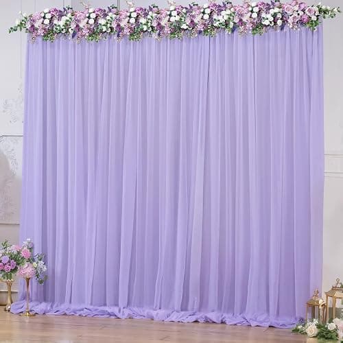 10x10ft Purple Tulle Backdrop Curtain for Parites, Sheer Backdrop Curtains for Wedding Baby Shower Birthday Party Photo Shoot Decorations - Image 1