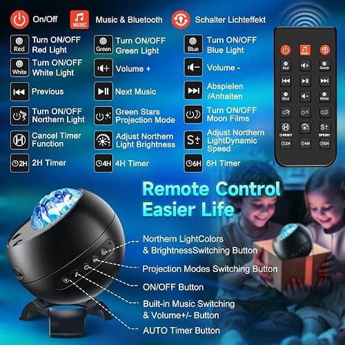 Northern Galaxy Light Projector, 300+Modes & 5 Films Star Projector, 15 White Noise & Bluetooth Northern Lights Projector,Moon Aurora Light Projector, Teen Girl Gifts Trendy Stuff, Bedroom Decor thumbnail 7