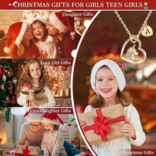 Hidepoo Stocking Stuffers for Teen Girls Kids - Colorful CZ Heart Pendant Initial Unicorn Necklaces for Girl Jewelry Birthday Gift Christmas Gifts for Grandkids Girls Kid thumbnail 3