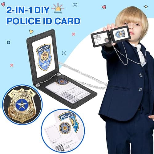 IVENRXIU Police Toys, Police Pretend Play Toys for Dress Up, Role Play Set with Police Accessories, Handcuffs, Warning Light, Police Badge, Birthday Halloween Christmas Gifts thumbnail 6