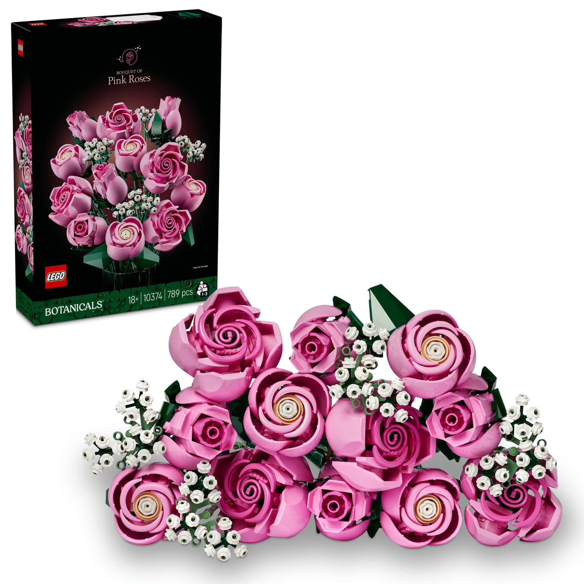 LEGO® Botanicals Bouquet of Pink Roses 10374 Decorative Flowers Building Kit for Adults, Floral Decor, Buildable Flower Arrangement, Mother’s Day, Valentine’s or Birthday Treat for Women and Men - Image 1