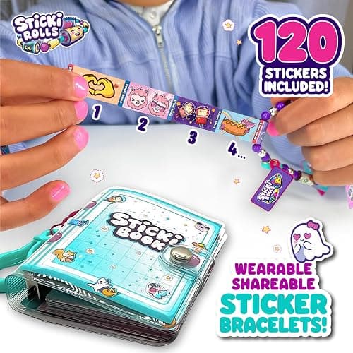 Sky Castle STICKI Rolls Sticki Book - The Original Wearable Shareable Toy Sticker Bracelet + Collection Book | Includes 120 Mini Stickers | Over 1000 Fun Sticker Designs to Collect! (Series 1) thumbnail 2
