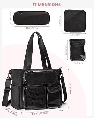 Prokva Large Ita Bag, Kawaii Pin Display Ita Tote Bag for Anime Kpop Fans | Ita Tote Bag with 3 Pin Display Pockets & 2 Inserts, Fits 15.6” Laptop, Kawaii Gift for Anime Kpop Fans Concert Cosplay thumbnail 6