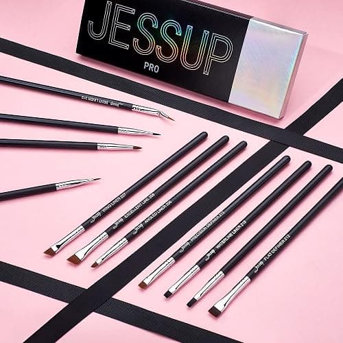 Jessup Eyeliner Brush Set, Professional Eye Liner Makeup Brushes 11pcs, Angled Flat Definer Ultra Fine Bent Pencil Point Eyeliner Brushes for Precision Liner, T324 thumbnail 7