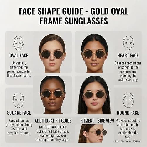 DIMENSIP Retro Oval Sunglasses for Women Men - Trendy Gold Sun Glasses - Fashion Metal Frame Shades thumbnail 4