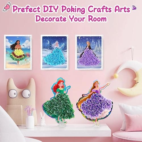 8PCS Poke Art Kits - Magical Princesses, Mess-Free Fabric Creative Art, DIY Arts and Crafts Toys for Kids Ages 3-12, Birthday Gifts & Party Favors for Girls & Boys 4, 5, 6, 7, 8, 9 Years Old thumbnail 5