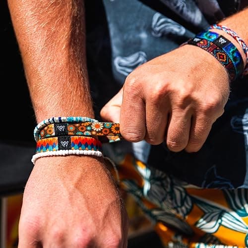 Hang Loose Bands - Coastal Bracelet for Men, Women & Teens - Comfy Tribal Print and Boho - Coastal Style Reversible Wristband thumbnail 5