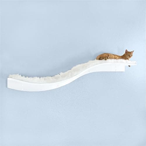 THE REFINED FELINE 60 Inch Lotus Branch Cat Shelf in White Right Facing with Replaceable Carpet, Playing, Climbing, & Lounging Cat Shelves and Perches for Wall - White - Right Facing - Image 1