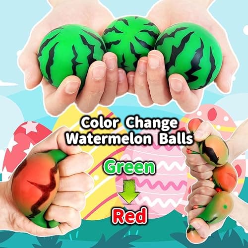 JIAHO Squishy Watermelon Stress Balls for Kids and Adults, Fruit Dough Balls, Fidget Toys, Anxiety Relief Stretch Balls, Squishy Toys for Kids Prizes, Party Favors | Change Color Squeeze Ball thumbnail 3
