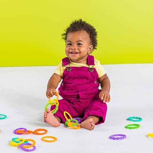 Bright Starts Lots of Links Rings Toys for Stroller or Carrier Seat, BPA-Free, Ages 0 Months Plus, Multicolor, 24 Count thumbnail 8