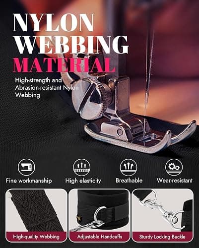 Bed Sex Bondage Kit Restraints - UTIMI Upgrade Under Mattress Bed Bondage BDSM Sets with Wrist Ankle Cuffs and Tickler Blindfold Adult Sex Toys Games for Men Women and Couples | King Size thumbnail 6