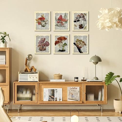 CHDITB Mushroom Wall Art, Mushrooms Dictionary Framed Canvas Wall Art Set, Nature Mushroom Wall Decor, Vintage Fungus Wall Painting, Retro Aesthetic Art Prints For Living Room Bedroom Decor(8X10 Inch) thumbnail 3