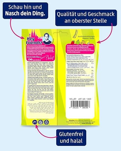 Hitschies Sour Mix - Fruchtig-saure & knackige Kaubonbons mit softem Kern - Erdbeere, Apfel, Aprikose & Zitrone - Glutenfrei & Halal - 16 x 140g thumbnail 5