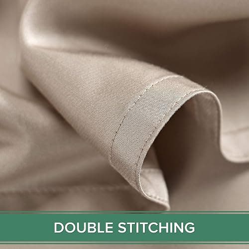 Pure Bamboo King Sheets, Genuine 100% Organic Viscose Derived from Bamboo Bed Sheet Set, Luxuriously Soft & Cooling, Double Stitching, 2 Year Quality Promise (King, Sand) thumbnail 8