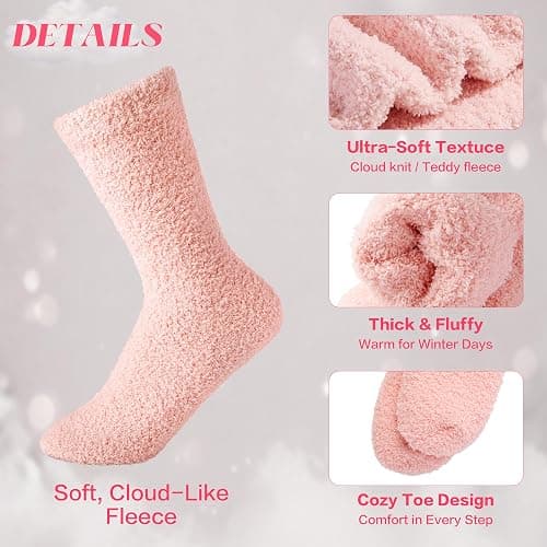 Inerney Fuzzy Socks for Women Men Gifts, Warm Cozy Fluffy Cloud Slipper Style, Comfy Winter Sleep Sock, Stocking Stuffer thumbnail 6