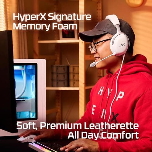 HyperX Cloud III – Wired Gaming Headset, PC, PS5, Xbox Series X|S, Angled 53mm Drivers, DTS, Memory Foam, Durable Frame, Ultra-Clear 10mm Mic, USB-C, USB-A, 3.5mm – White thumbnail 2