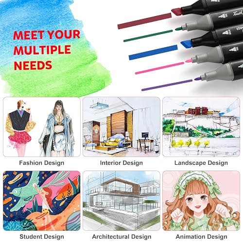 Hyrrt 120 Colors Dual Tips Alcohol Markers, Art Markers Pens with Pen Holder, Permanent Sketch Markers Set for Kids Adults Coloring,Painting, Sketching, Illustrations thumbnail 6