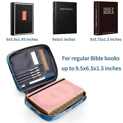 GUEER Bible Cover for Women, Bible Holder, Bible Cover Carrier Carrying Organizer Bag, Zipper and Pockets for Standard Size Bible, Gift for Women(Gloden) thumbnail 8