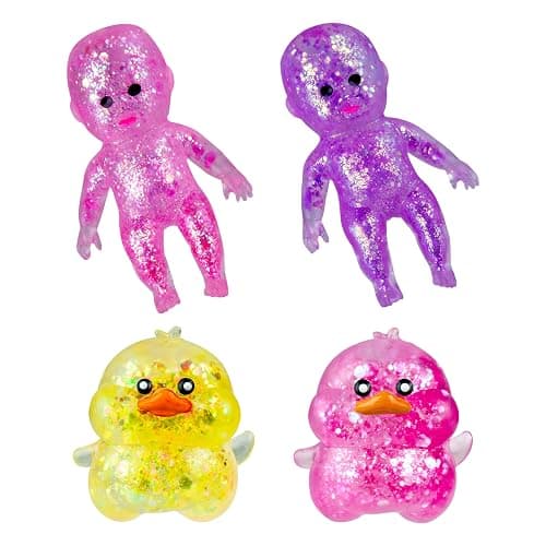 ORB Curiosities Duck and Babies Sugar Swaps 2 Pack - 4 Sparkly Sugar Duck and Baby Squishy Toys to Stretch, Squeeze, Collect, and Trade - Fun Stress Relief, Sensory and Fidget Toys for Kids and Adults thumbnail 2