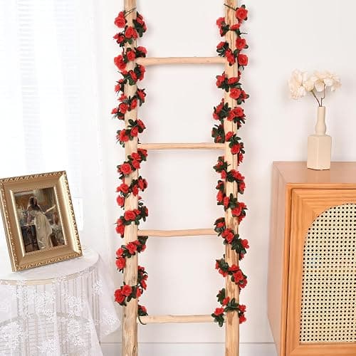 MARTINE MALL Rose Flower Garland, 5 Strands 41Ft Vines for Room Decor, Red Rose Floral Garland for Birthday, Wedding & Party thumbnail 8