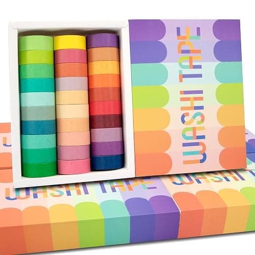 Washi Tape Set 30 Rolls, Decorative Tape, Colored Tape, Scrapbook Tape, Craft Tape for Scrapbook Supplies, Journaling, Washy Tape, Washy thumbnail 7