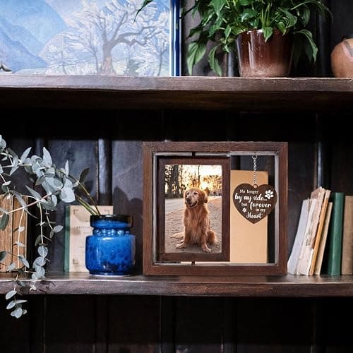 Jigfoxy Dog Memorial Gifts for Loss of Dog, Pet Cat Memorial Gifts for Dogs | Rotating Wooden Picture Frame for 4x6 Photo, Loss of Dog Cat Sympathy Passing Away Bereavement Remembrance Gift thumbnail 5
