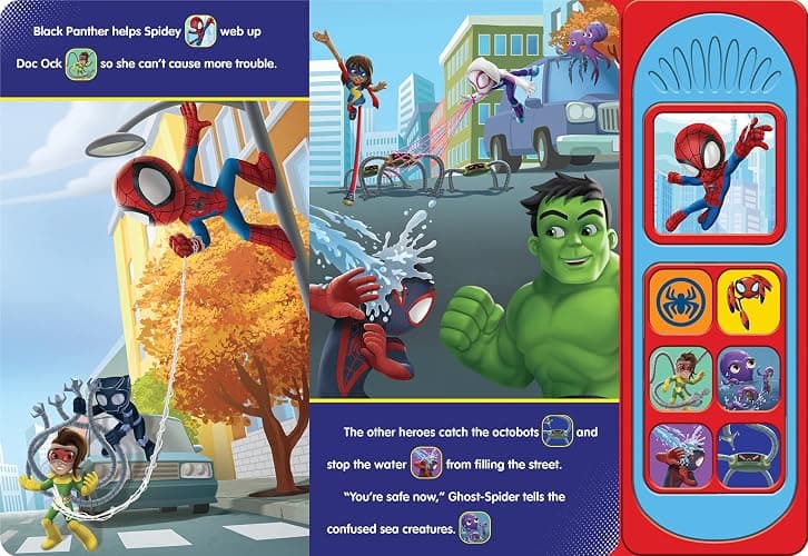 Marvel Spider-man - Spidey and his Amazing Friends – Spidey Makes a Splash Sound Book - PI Kids thumbnail 4