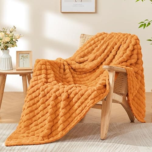 BEDELITE Burt Orange Fall Throw Blanket for Couch, Gifts for Women, 50"x60" | Cute Checked Soft Warm Fluffy Blanket for Bed Sofa, Lightweight Plush Cozy Fuzzy Blanket for Room Fall Decor, All Season Use thumbnail 8