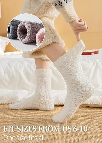 Runyizhenzhi Warm & Cozy Gifts for Women, Fluffy Fuzzy Sock, Plush Sleeping Slipper Socks - Soft Warm Fabric thumbnail 6