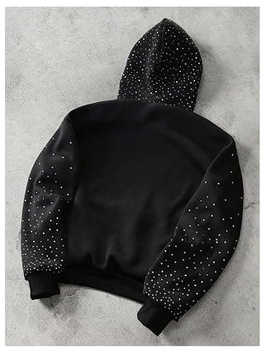 SOLY HUX Men's Rhinestone Hoodie Long Sleeve Hooded Pullover Sweatshirt Streetwear thumbnail 2