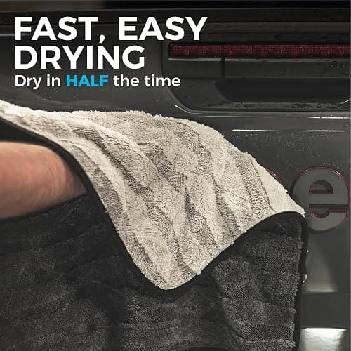 The Rag Company Gauntlet Car Drying Towel - 70/30 Korean Microfiber, Dries Faster Without Scratching, 900gsm, 30x36 inches, Ice Grey/Grey, Pack of 1 thumbnail 8