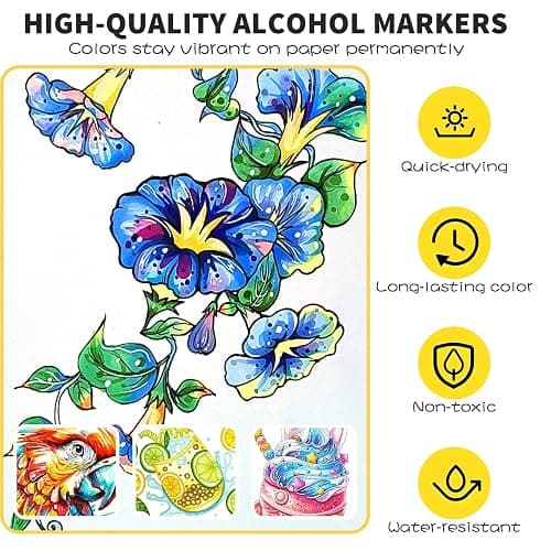 NICETY 120 Colors Alcohol Markers Dual Tip Brush & Chisel – Alcohol Based Art Marker Set for Sketching, Drawing, Coloring, Painting, Illustration – Markers for Artists, Adults, Beginners thumbnail 2
