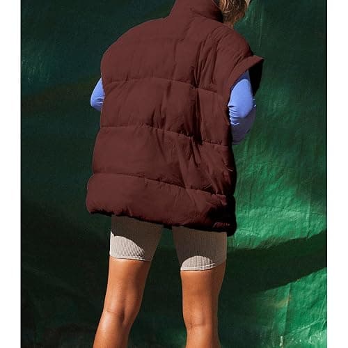 Ainangua Women's Puffer Vest Stand Collar Zipper Sleeveless Jackets Winter Lightweight Vests Warm Padded Jacket Coat thumbnail 4