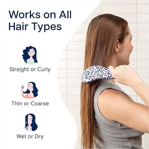 Crave Naturals Glide Thru Detangler Brush - Curly Hair Brush for Women and Kids - Wet and Dry Comb for Adults - Soft Flexible Bristles for Gentle Use - Styling Tool for Curls - Blue Cheetah thumbnail 4