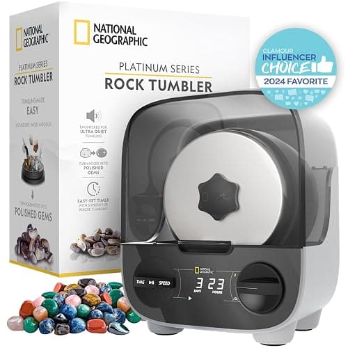 National Geographic Platinum Series Ultra Quiet Rock Polisher Kit - Patent-Pending for Kids & Adults, 2 lb. Barrel, Rocks, Grit, GemFoam, Rock Tumblers - Image 1