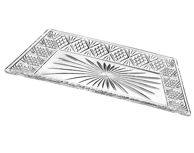 Godinger Dublin Rectangular Crystal Tray, 12 Inch x 6.5 Inch - Image 1