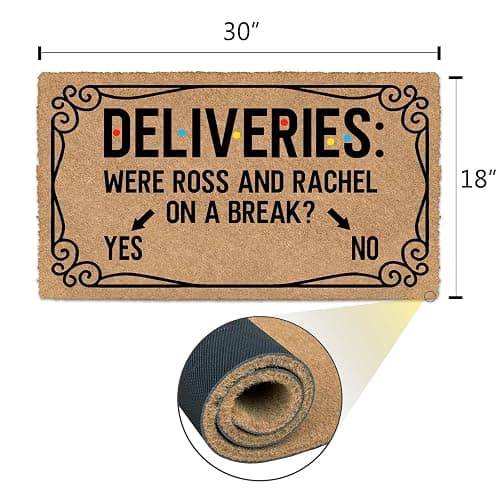 Shflytu Deliveries Ross & Rachel on a Break 30"x18" Fall Door Mat - Add Charm to Your Home with an Area Rug for Indoor & Outdoor Use thumbnail 3