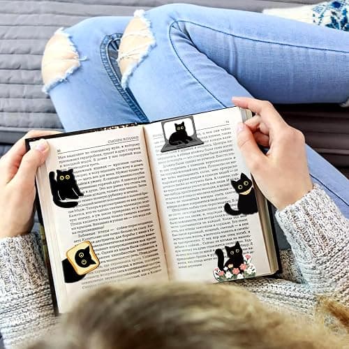 30Pack Cute Black Cat Bookmark Magnetic Bookmarks for Reading Women Men Kids Teacher Book Lovers Gifts, Unique Personalized Bookmarks Bulk Magnet Bookmark Clips Pretty Funny Novelty Page Book Markers thumbnail 2